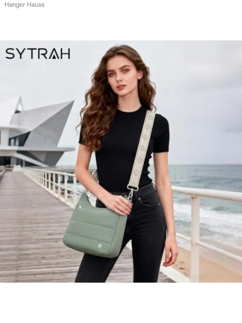 Anti-Theft RFID Blocking Quilted Nylon Crossbody Hobo Bag with Wallet